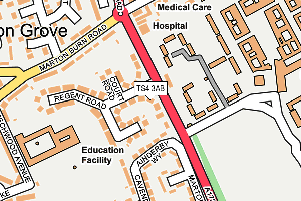 TS4 3AB map - OS OpenMap – Local (Ordnance Survey)