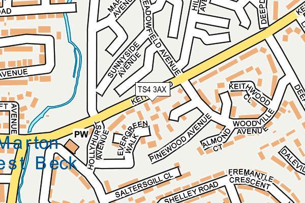 TS4 3AX map - OS OpenMap – Local (Ordnance Survey)