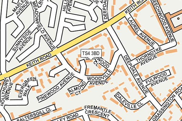TS4 3BD map - OS OpenMap – Local (Ordnance Survey)
