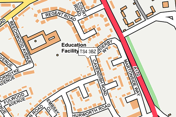 TS4 3BZ map - OS OpenMap – Local (Ordnance Survey)