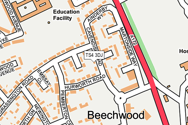 TS4 3DJ map - OS OpenMap – Local (Ordnance Survey)