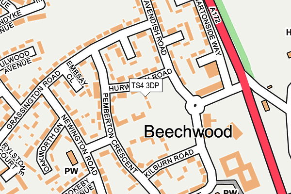 TS4 3DP map - OS OpenMap – Local (Ordnance Survey)