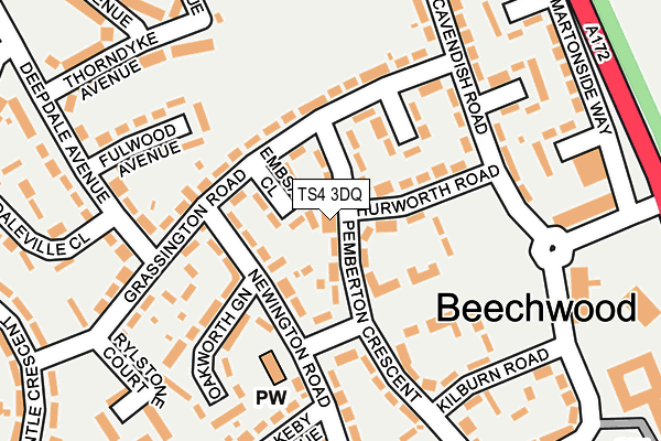 TS4 3DQ map - OS OpenMap – Local (Ordnance Survey)