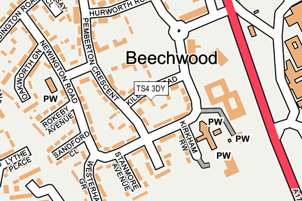 TS4 3DY map - OS OpenMap – Local (Ordnance Survey)