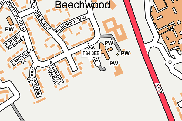 TS4 3EE map - OS OpenMap – Local (Ordnance Survey)