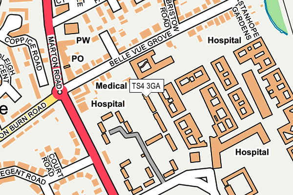 TS4 3GA map - OS OpenMap – Local (Ordnance Survey)