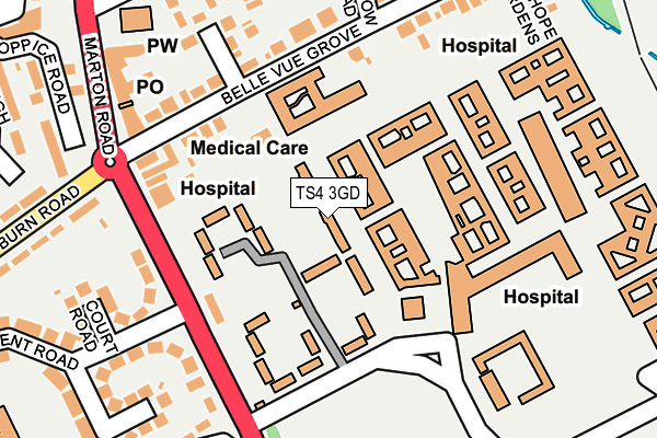 TS4 3GD map - OS OpenMap – Local (Ordnance Survey)