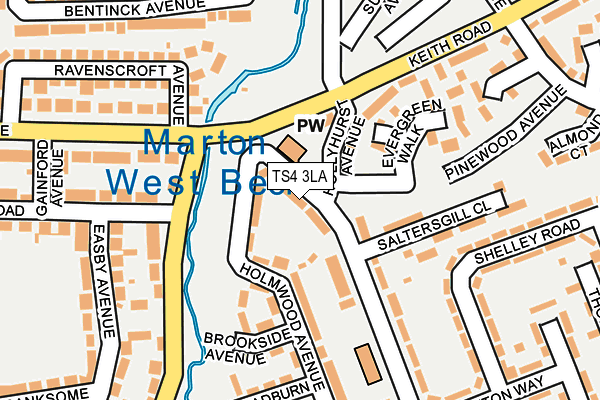 TS4 3LA map - OS OpenMap – Local (Ordnance Survey)