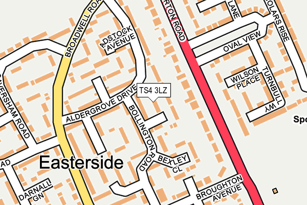 TS4 3LZ map - OS OpenMap – Local (Ordnance Survey)