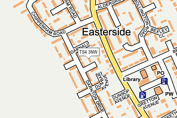 TS4 3NW map - OS OpenMap – Local (Ordnance Survey)