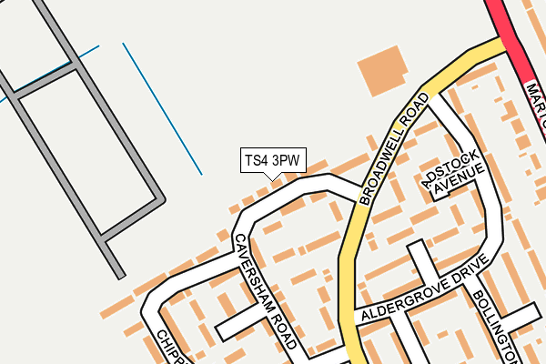 TS4 3PW map - OS OpenMap – Local (Ordnance Survey)