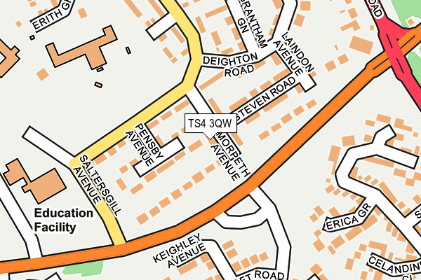 TS4 3QW map - OS OpenMap – Local (Ordnance Survey)