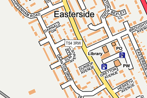 TS4 3RW map - OS OpenMap – Local (Ordnance Survey)