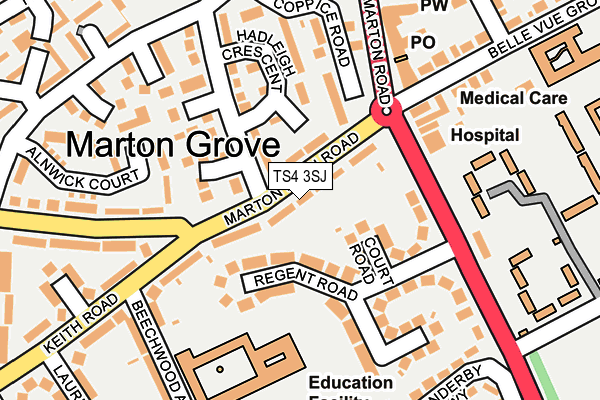 TS4 3SJ map - OS OpenMap – Local (Ordnance Survey)