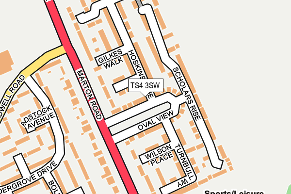 TS4 3SW map - OS OpenMap – Local (Ordnance Survey)