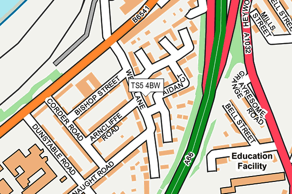 TS5 4BW map - OS OpenMap – Local (Ordnance Survey)