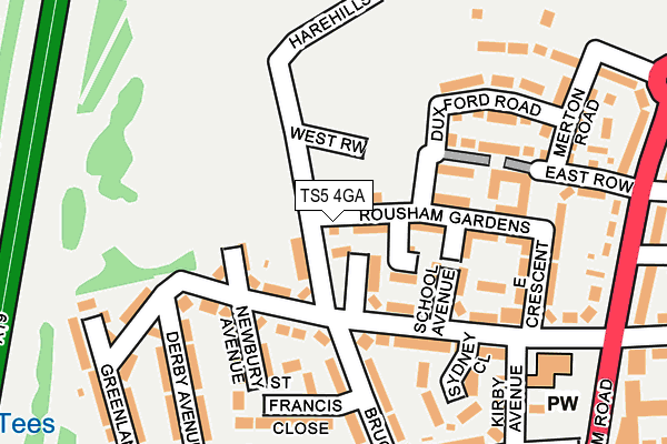 TS5 4GA map - OS OpenMap – Local (Ordnance Survey)