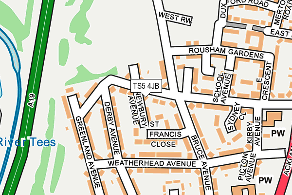 TS5 4JB map - OS OpenMap – Local (Ordnance Survey)