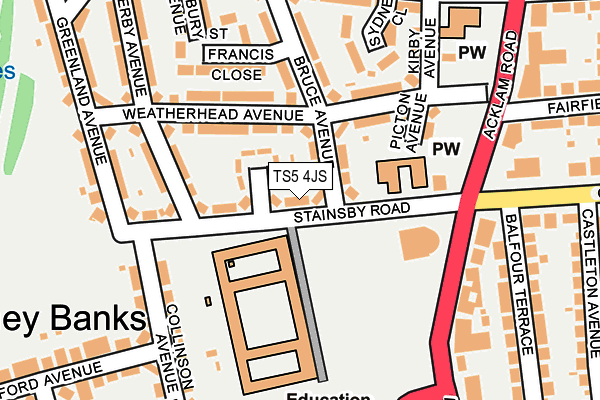 TS5 4JS map - OS OpenMap – Local (Ordnance Survey)