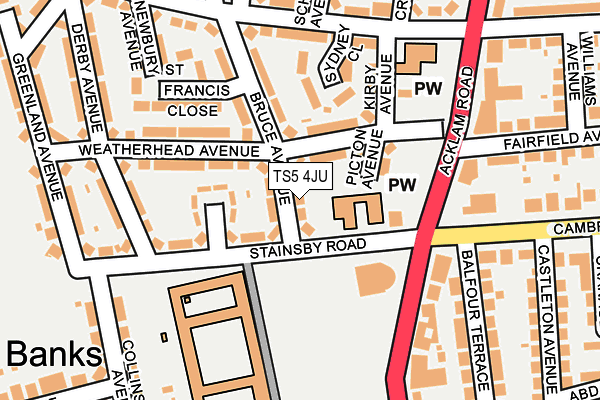 TS5 4JU map - OS OpenMap – Local (Ordnance Survey)