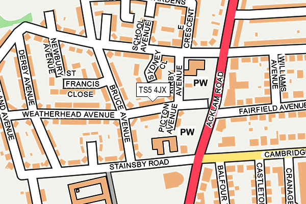 TS5 4JX map - OS OpenMap – Local (Ordnance Survey)