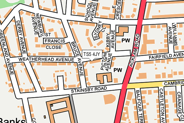 TS5 4JY map - OS OpenMap – Local (Ordnance Survey)
