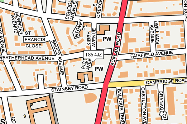 TS5 4JZ map - OS OpenMap – Local (Ordnance Survey)