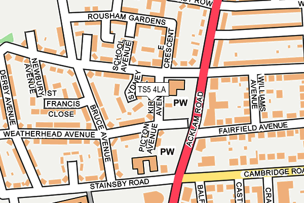 TS5 4LA map - OS OpenMap – Local (Ordnance Survey)