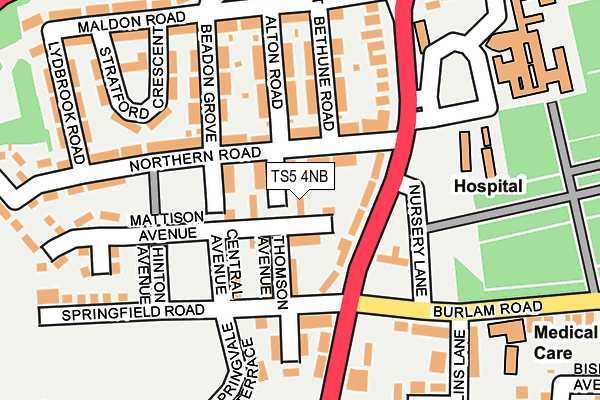 TS5 4NB map - OS OpenMap – Local (Ordnance Survey)