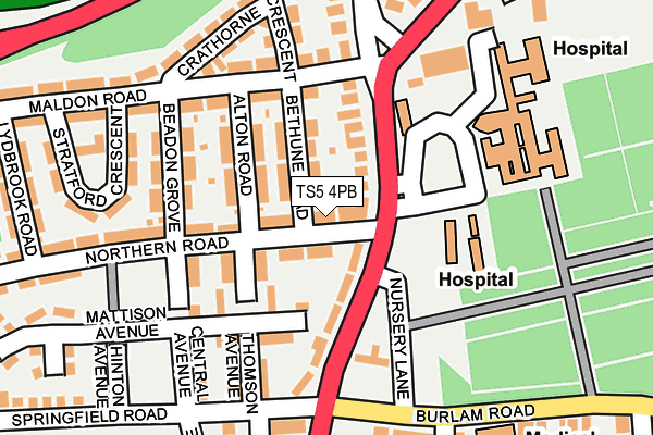 TS5 4PB map - OS OpenMap – Local (Ordnance Survey)
