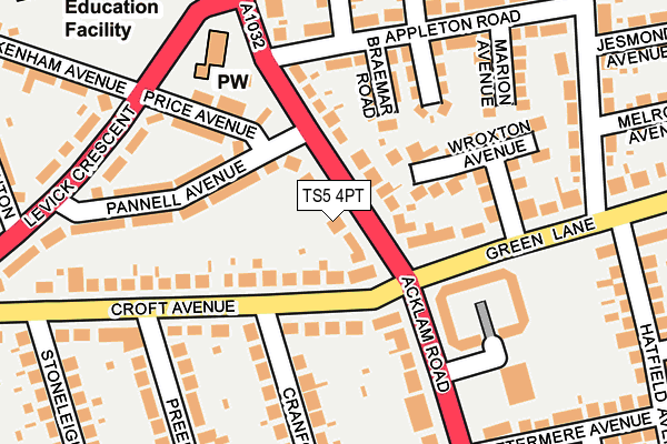 TS5 4PT map - OS OpenMap – Local (Ordnance Survey)