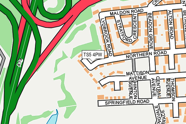 TS5 4PW map - OS OpenMap – Local (Ordnance Survey)