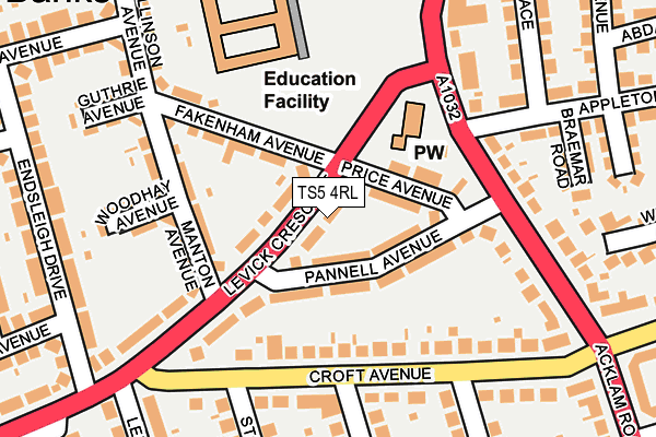 TS5 4RL map - OS OpenMap – Local (Ordnance Survey)