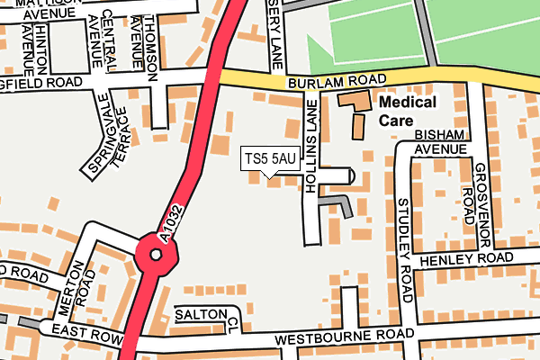 TS5 5AU map - OS OpenMap – Local (Ordnance Survey)