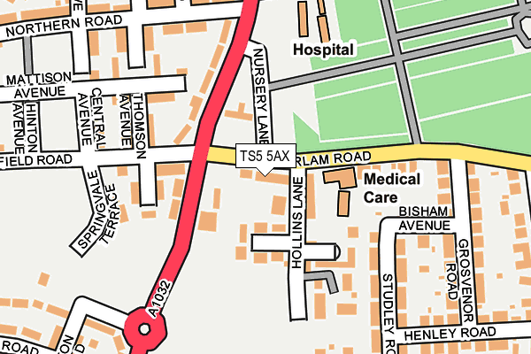 TS5 5AX map - OS OpenMap – Local (Ordnance Survey)