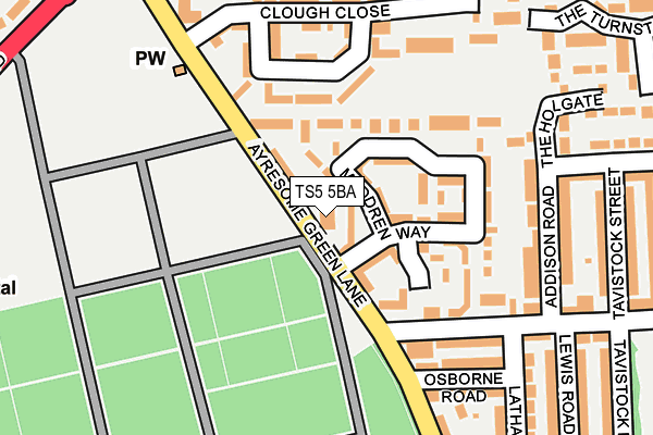 TS5 5BA map - OS OpenMap – Local (Ordnance Survey)