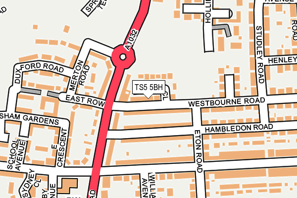 TS5 5BH map - OS OpenMap – Local (Ordnance Survey)
