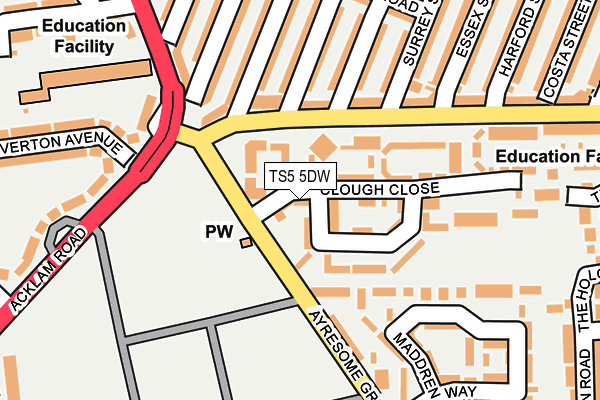 TS5 5DW map - OS OpenMap – Local (Ordnance Survey)