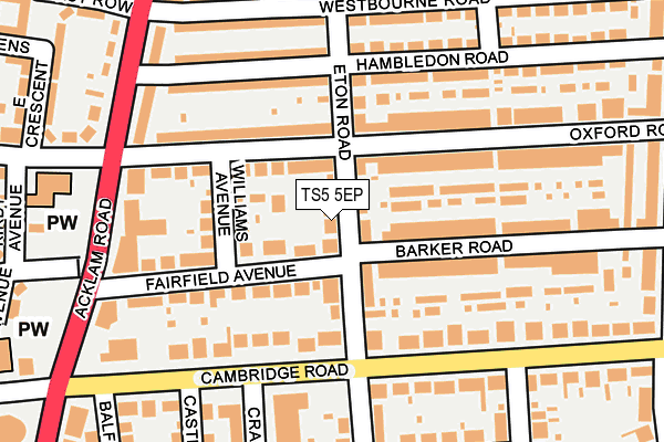 TS5 5EP map - OS OpenMap – Local (Ordnance Survey)