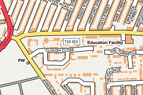 TS5 5EX map - OS OpenMap – Local (Ordnance Survey)