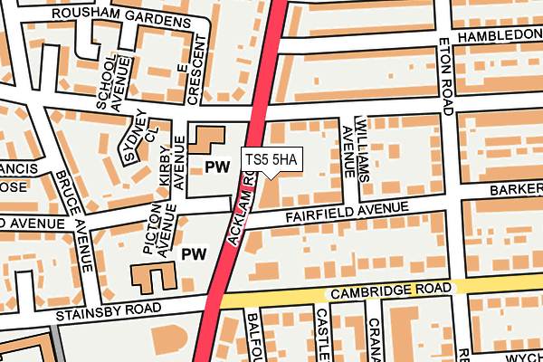 TS5 5HA map - OS OpenMap – Local (Ordnance Survey)