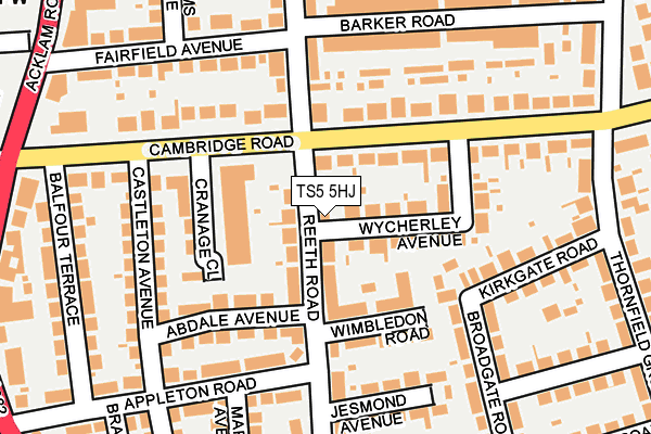 TS5 5HJ map - OS OpenMap – Local (Ordnance Survey)