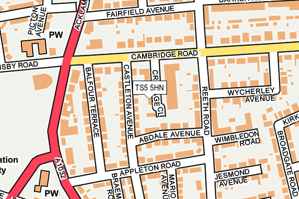 TS5 5HN map - OS OpenMap – Local (Ordnance Survey)