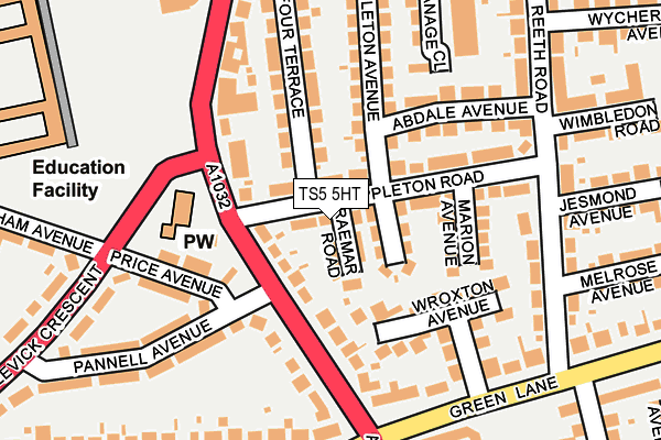 TS5 5HT map - OS OpenMap – Local (Ordnance Survey)
