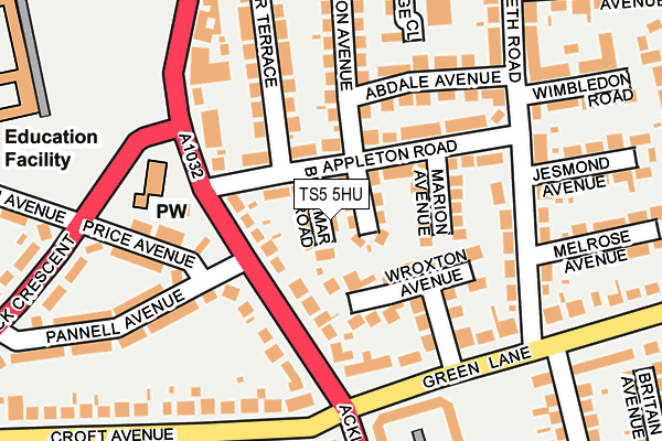 TS5 5HU map - OS OpenMap – Local (Ordnance Survey)