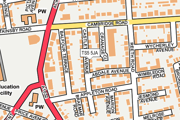 TS5 5JA map - OS OpenMap – Local (Ordnance Survey)