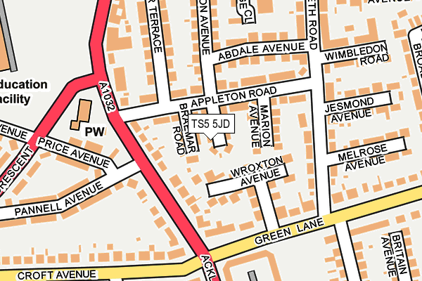 TS5 5JD map - OS OpenMap – Local (Ordnance Survey)