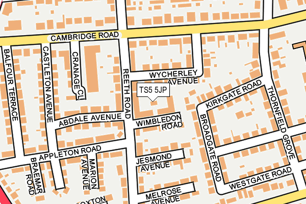 TS5 5JP map - OS OpenMap – Local (Ordnance Survey)