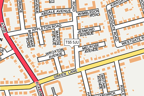 TS5 5JU map - OS OpenMap – Local (Ordnance Survey)