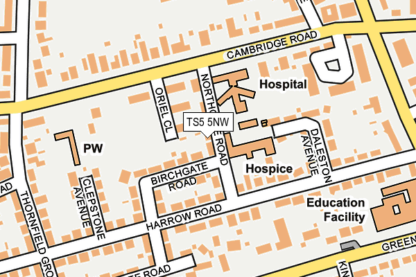 TS5 5NW map - OS OpenMap – Local (Ordnance Survey)